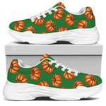 Green Pumpkin Pattern Print White Chunky Shoes