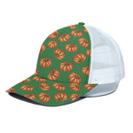 Green Pumpkin Pattern Print White Mesh Trucker Cap