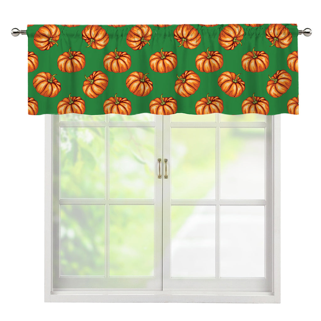 Green Pumpkin Pattern Print Window Valance