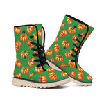 Green Pumpkin Pattern Print Winter Boots