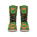 Green Pumpkin Pattern Print Winter Boots