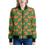 Green Pumpkin Pattern Print Women's Bomber Jacket