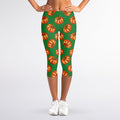 Green Pumpkin Pattern Print Women's Capri Leggings