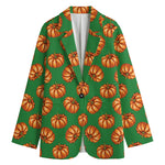 Green Pumpkin Pattern Print Women's Cotton Blazer