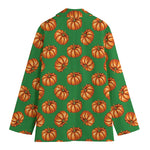 Green Pumpkin Pattern Print Women's Cotton Blazer