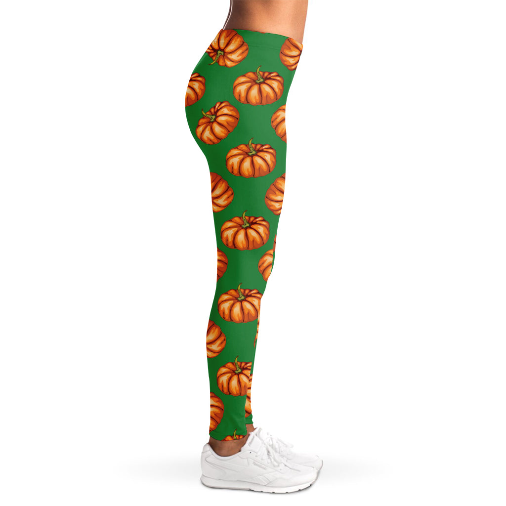 Green Pumpkin Pattern Print Women's Leggings