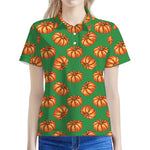 Green Pumpkin Pattern Print Women's Polo Shirt