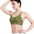 Green Pumpkin Pattern Print Women's Sports Bra