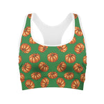 Green Pumpkin Pattern Print Women's Sports Bra