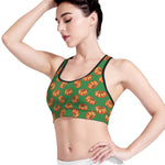 Green Pumpkin Pattern Print Women's Sports Bra