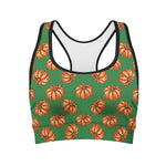 Green Pumpkin Pattern Print Women's Sports Bra