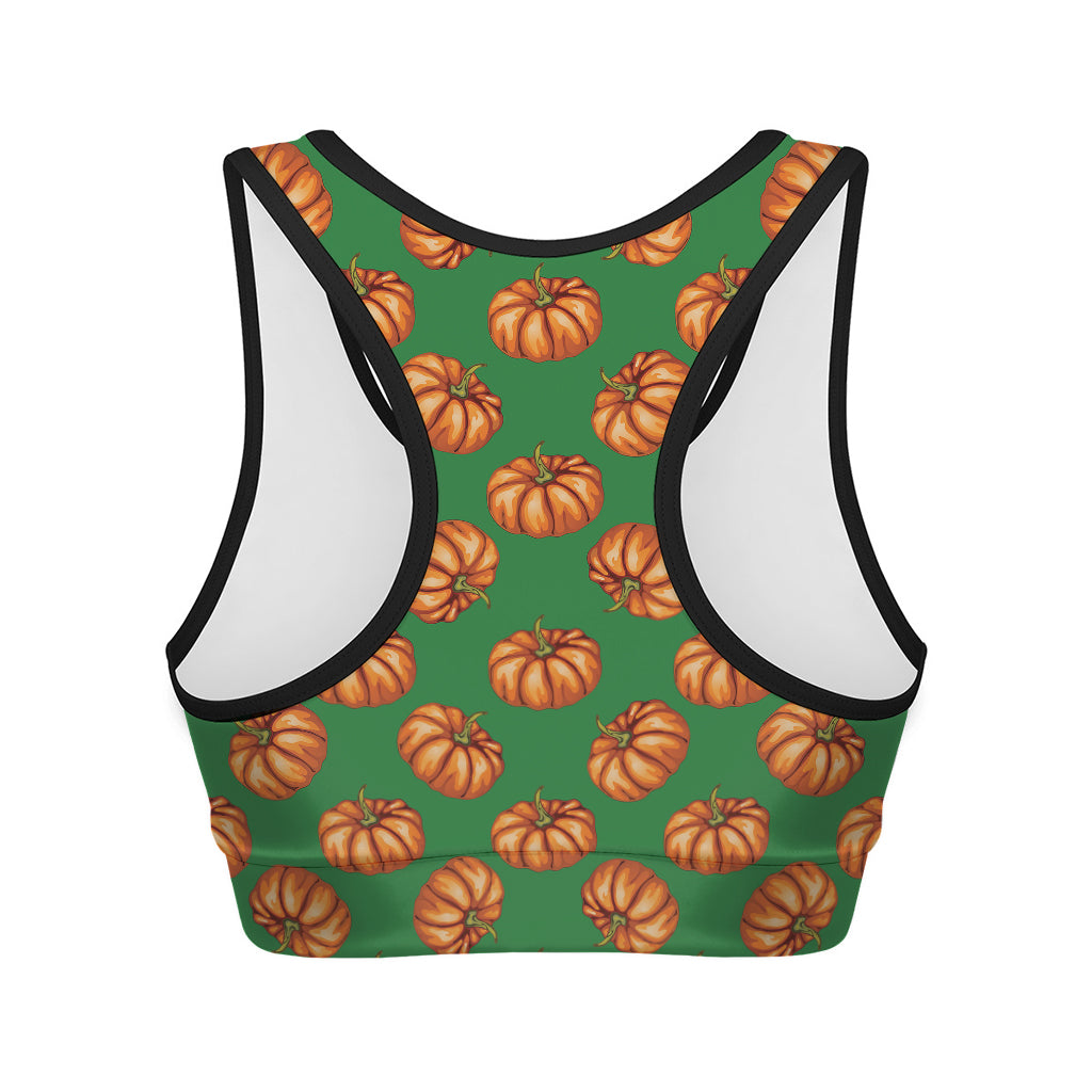 Green Pumpkin Pattern Print Women's Sports Bra