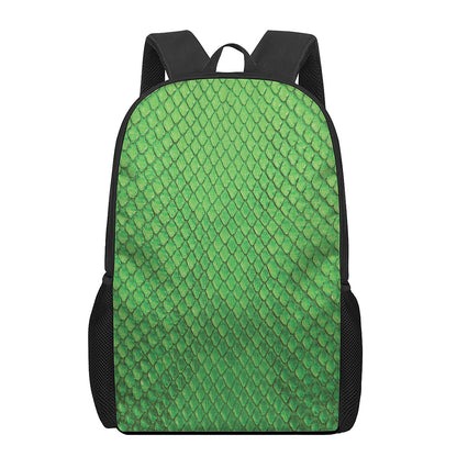Green Python Snakeskin Print 17 Inch Backpack