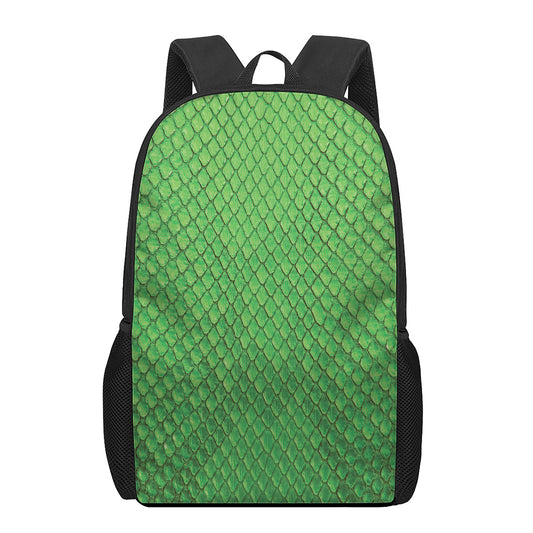 Green Python Snakeskin Print 17 Inch Backpack