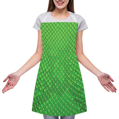 Green Python Snakeskin Print Adjustable Apron