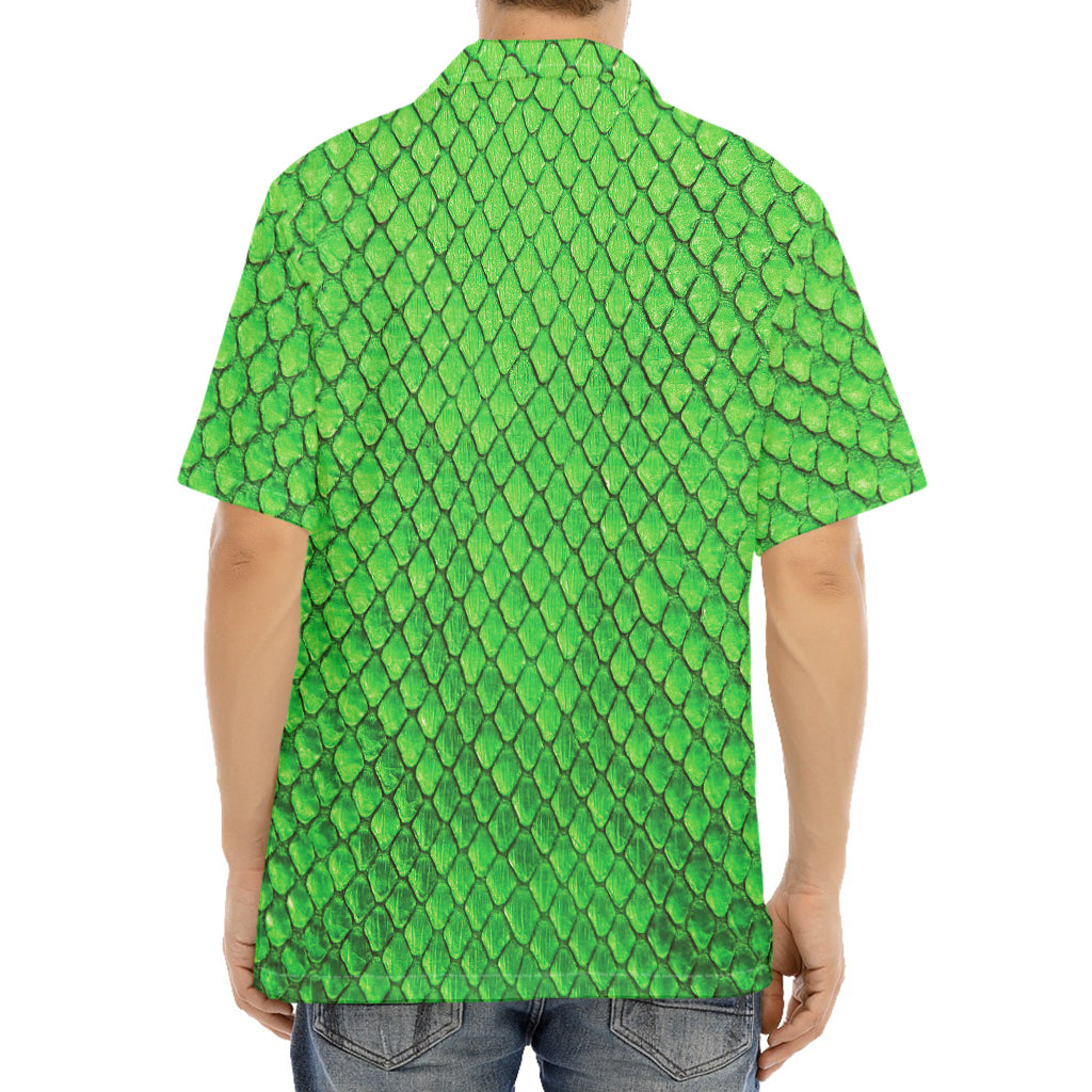 Green Python Snakeskin Print Aloha Shirt