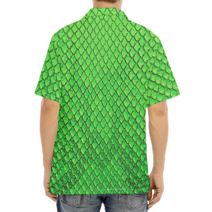Green Python Snakeskin Print Aloha Shirt