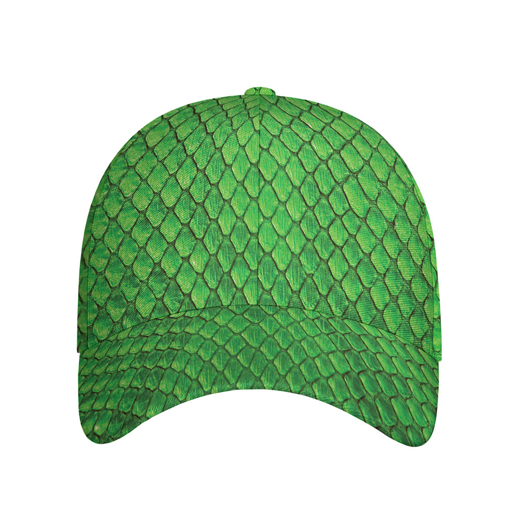 Green Python Snakeskin Print Baseball Cap