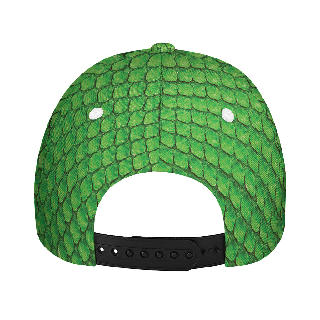 Green Python Snakeskin Print Baseball Cap