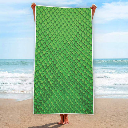 Green Python Snakeskin Print Beach Towel
