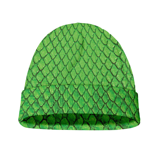 Green Python Snakeskin Print Beanie