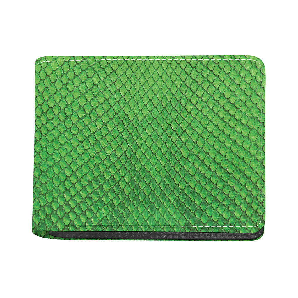 Green Python Snakeskin Print Bifold Wallet