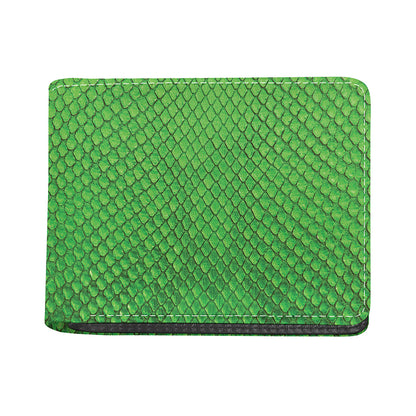 Green Python Snakeskin Print Bifold Wallet