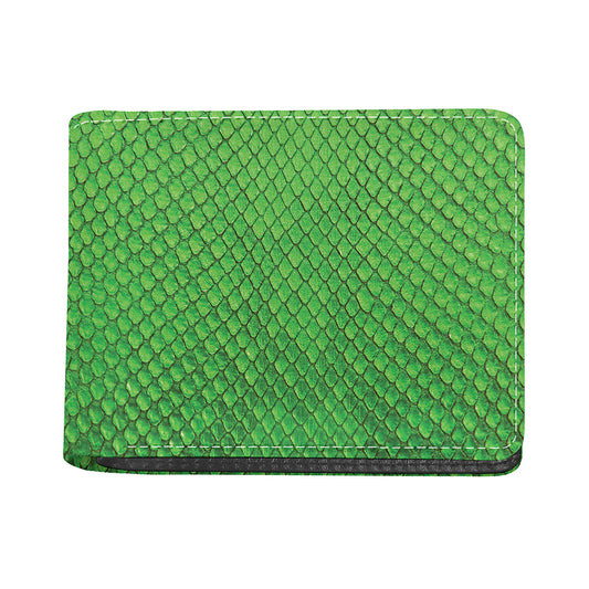 Green Python Snakeskin Print Bifold Wallet