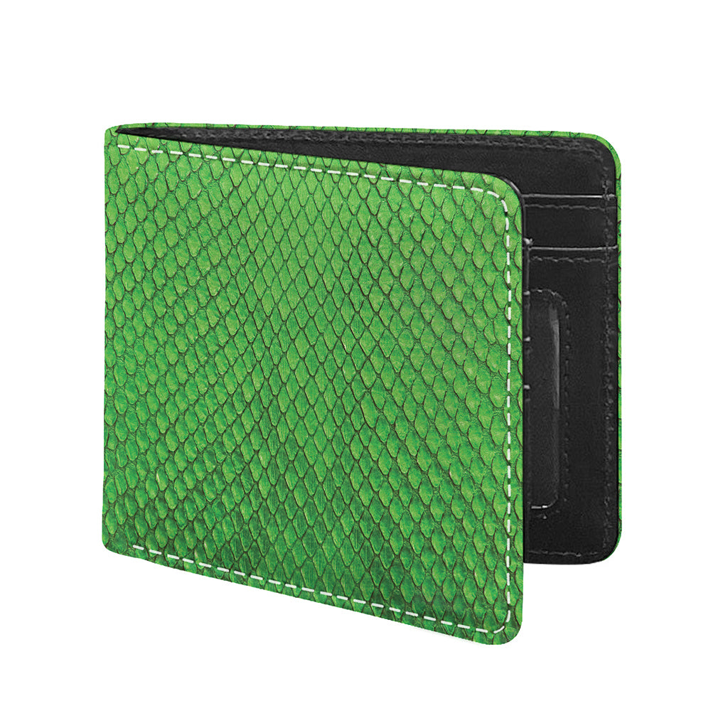 Green Python Snakeskin Print Bifold Wallet