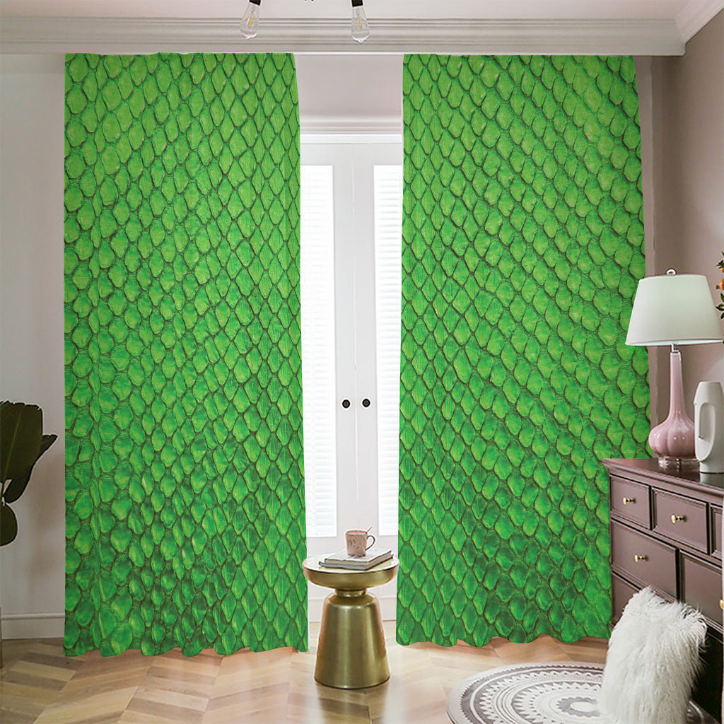 Green Python Snakeskin Print Blackout Pencil Pleat Curtains