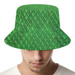 Green Python Snakeskin Print Bucket Hat