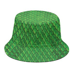Green Python Snakeskin Print Bucket Hat