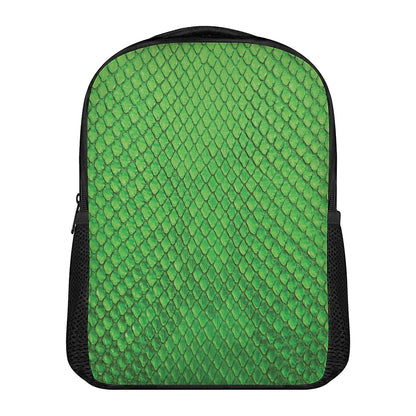 Green Python Snakeskin Print Casual Backpack