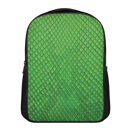 Green Python Snakeskin Print Casual Backpack