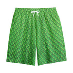 Green Python Snakeskin Print Cotton Shorts