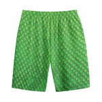 Green Python Snakeskin Print Cotton Shorts