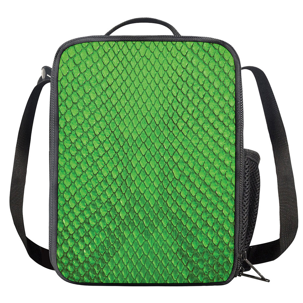 Green Python Snakeskin Print Crossbody Lunch Bag