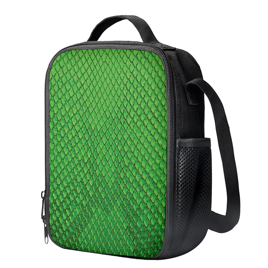 Green Python Snakeskin Print Crossbody Lunch Bag