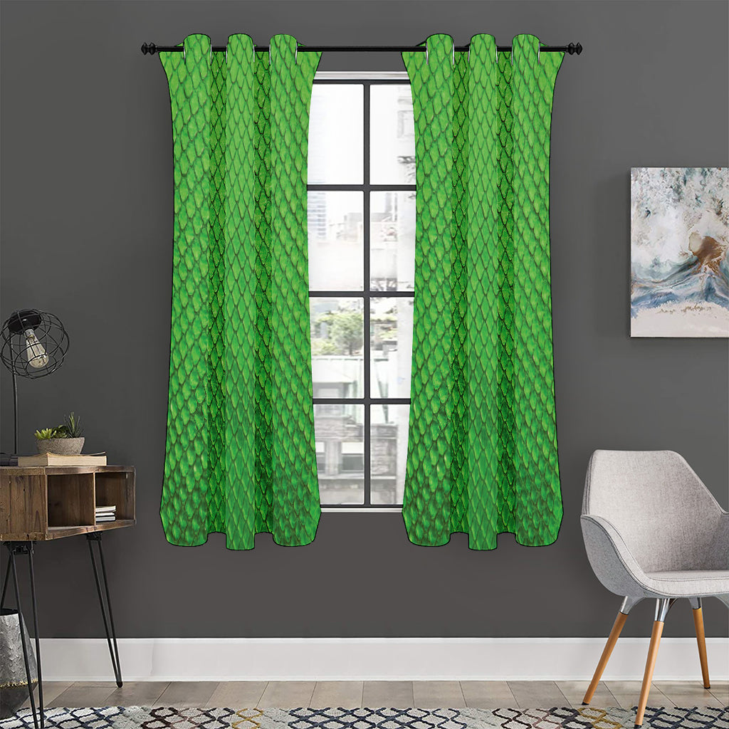 Green Python Snakeskin Print Curtain