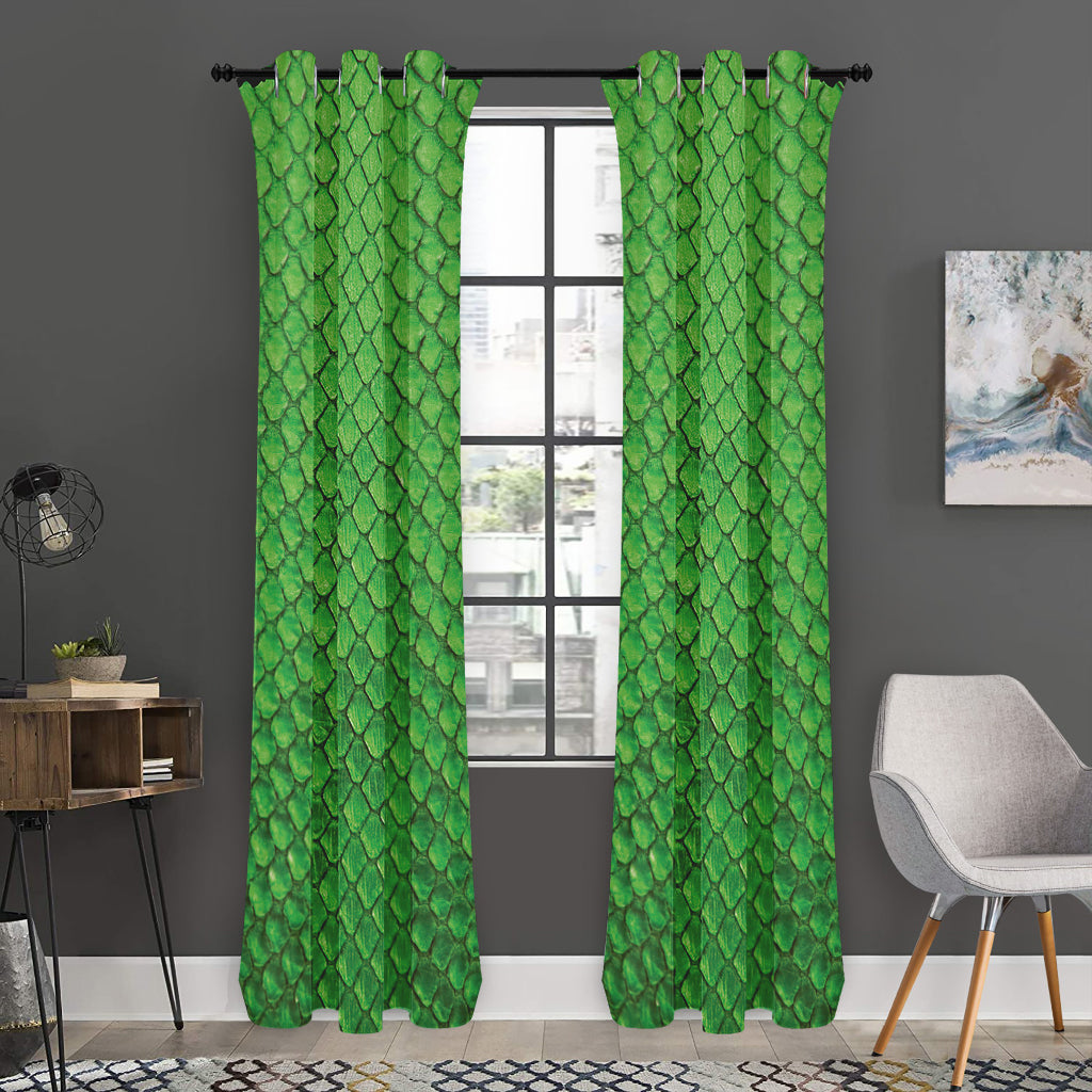 Green Python Snakeskin Print Curtain