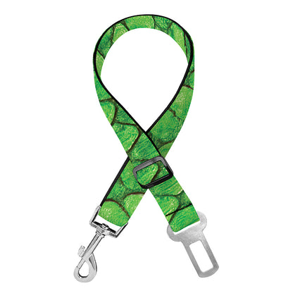 Green Python Snakeskin Print Dog Seat Belt