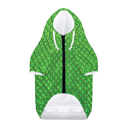 Green Python Snakeskin Print Dog Zip Up Hoodie