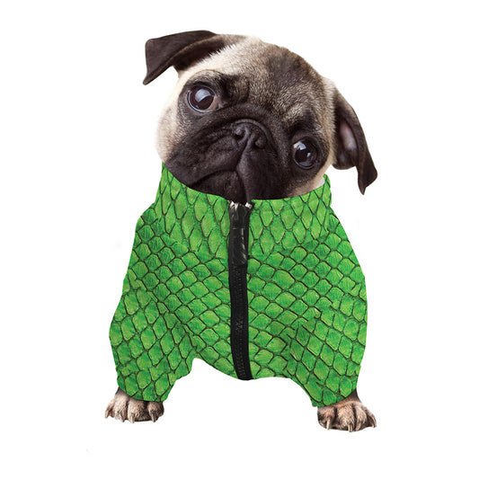 Green Python Snakeskin Print Dog Zip Up Jacket