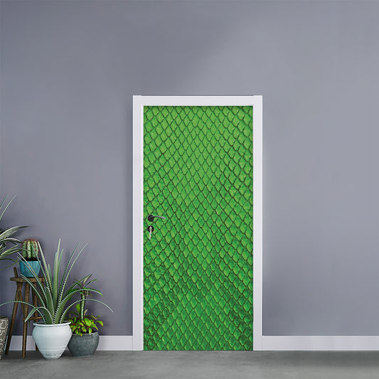 Green Python Snakeskin Print Door Sticker