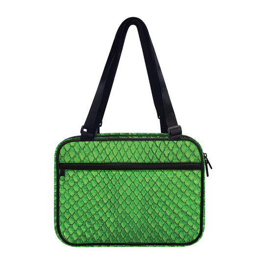 Green Python Snakeskin Print Double Strap Bible Bag