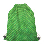 Green Python Snakeskin Print Drawstring Bag