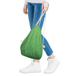 Green Python Snakeskin Print Drawstring Bag