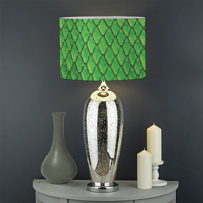 Green Python Snakeskin Print Drum Lamp Shade