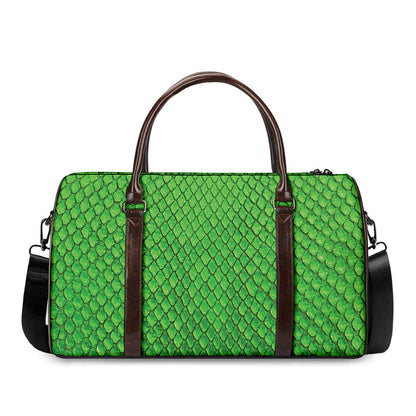 Green Python Snakeskin Print Duffle Bag