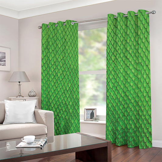 Green Python Snakeskin Print Extra Wide Grommet Curtains